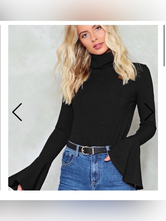 Nasty Gal Sweaters - Nasty Gal Black Ribbed Turtleneck with Flared Bell Sleeves